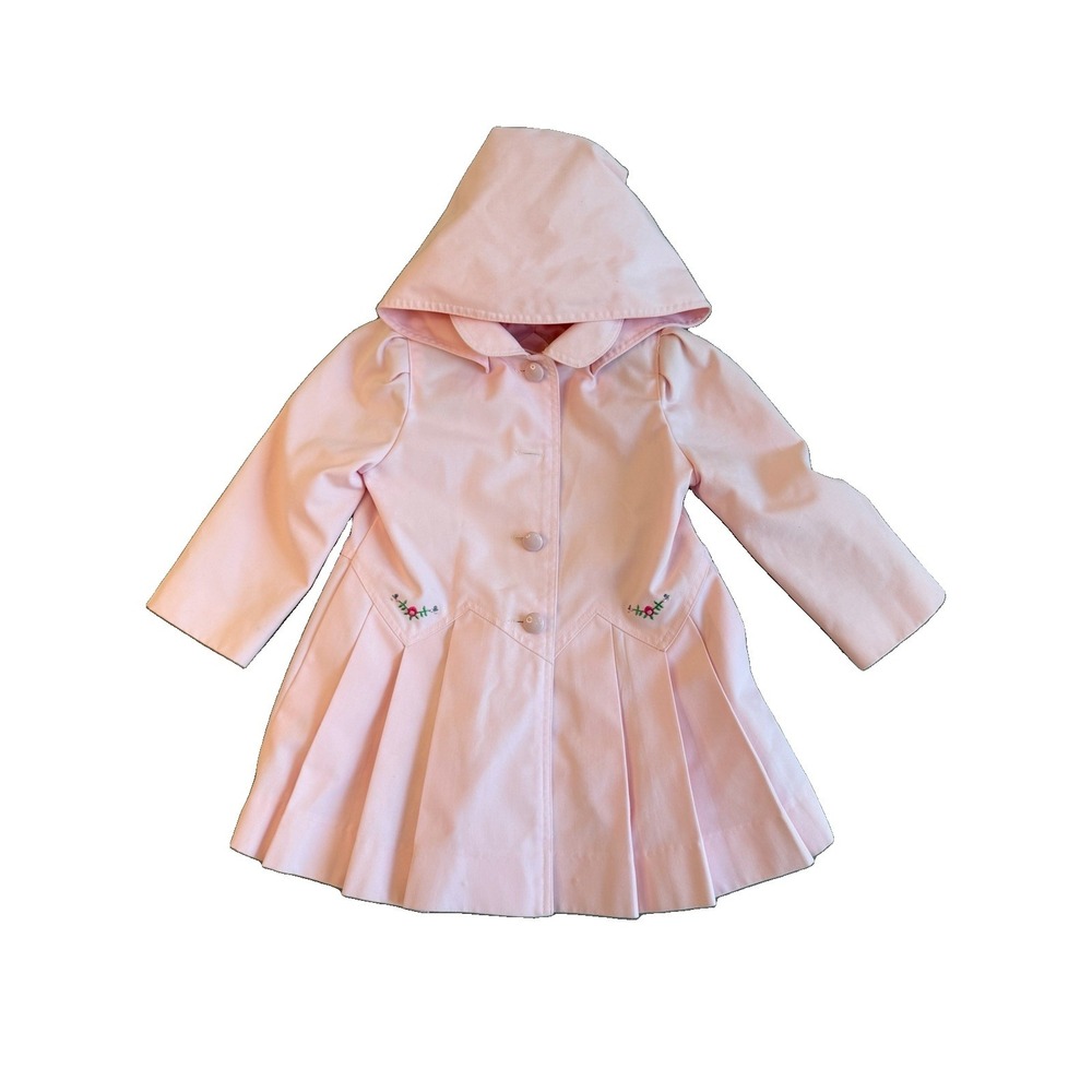 Girl's Pink Vintage Rothschild Button Down Hooded Coat Overcoat Sz 4